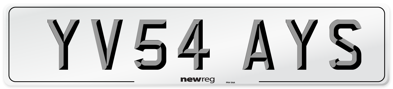 YV54 AYS Number Plate from New Reg